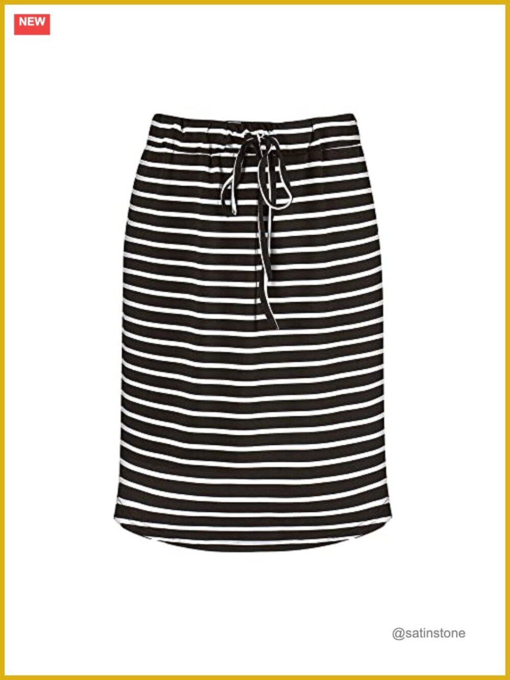 Womens Knee Length Pencil Skirt High Rise Midi Bodycon Elastic Waist